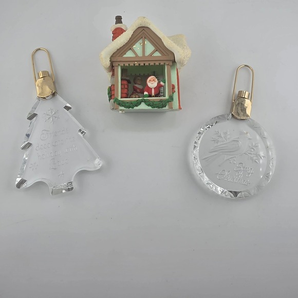 VTG Hallmark Holiday Magic Lighted Acrylic Christmas Ornaments Tree Song Santa - Picture 6 of 11